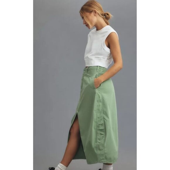 Anthropologie Pilcro Barrel‎ Midi Skirt In Kelly Green Women's Size 4 /s1 - Picture 4 of 10